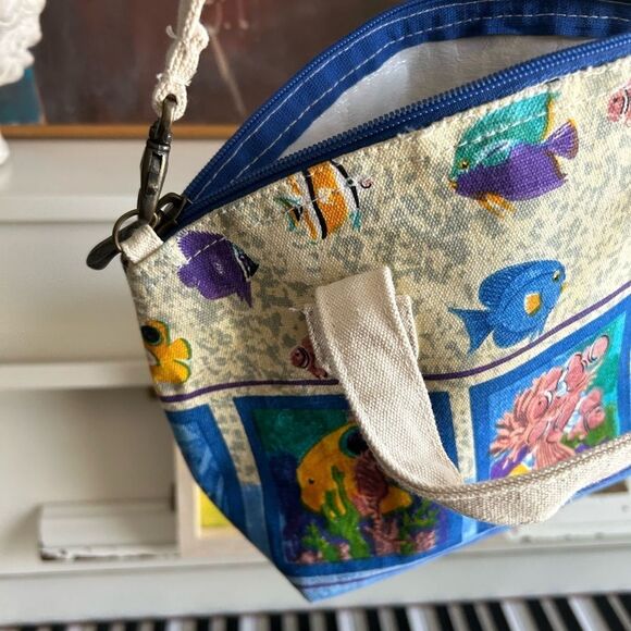 Paul Brent Coastal Life Nautical Fish Canvas Crossbody Bag - Picture 7 of 16